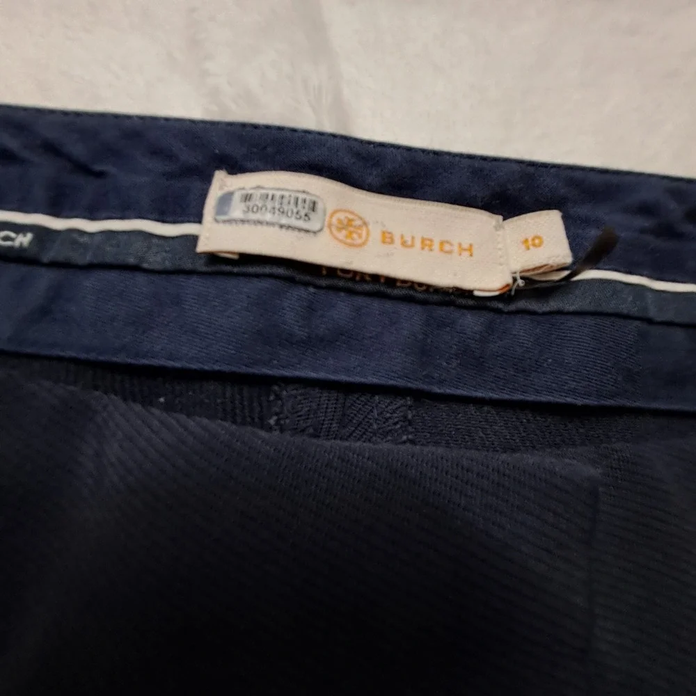 Tory Burch Dress Pants Womens 10 Navy Blue Flare Leg Work Wool Blend Designer